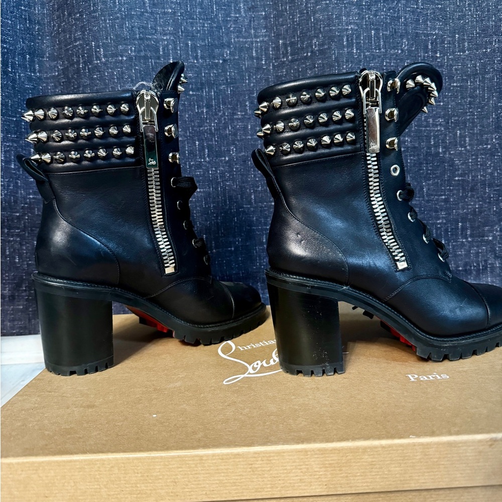 Winter Spike 70 calf black size 38.5 (8.5) Christian LouBoutin Combat Boots.